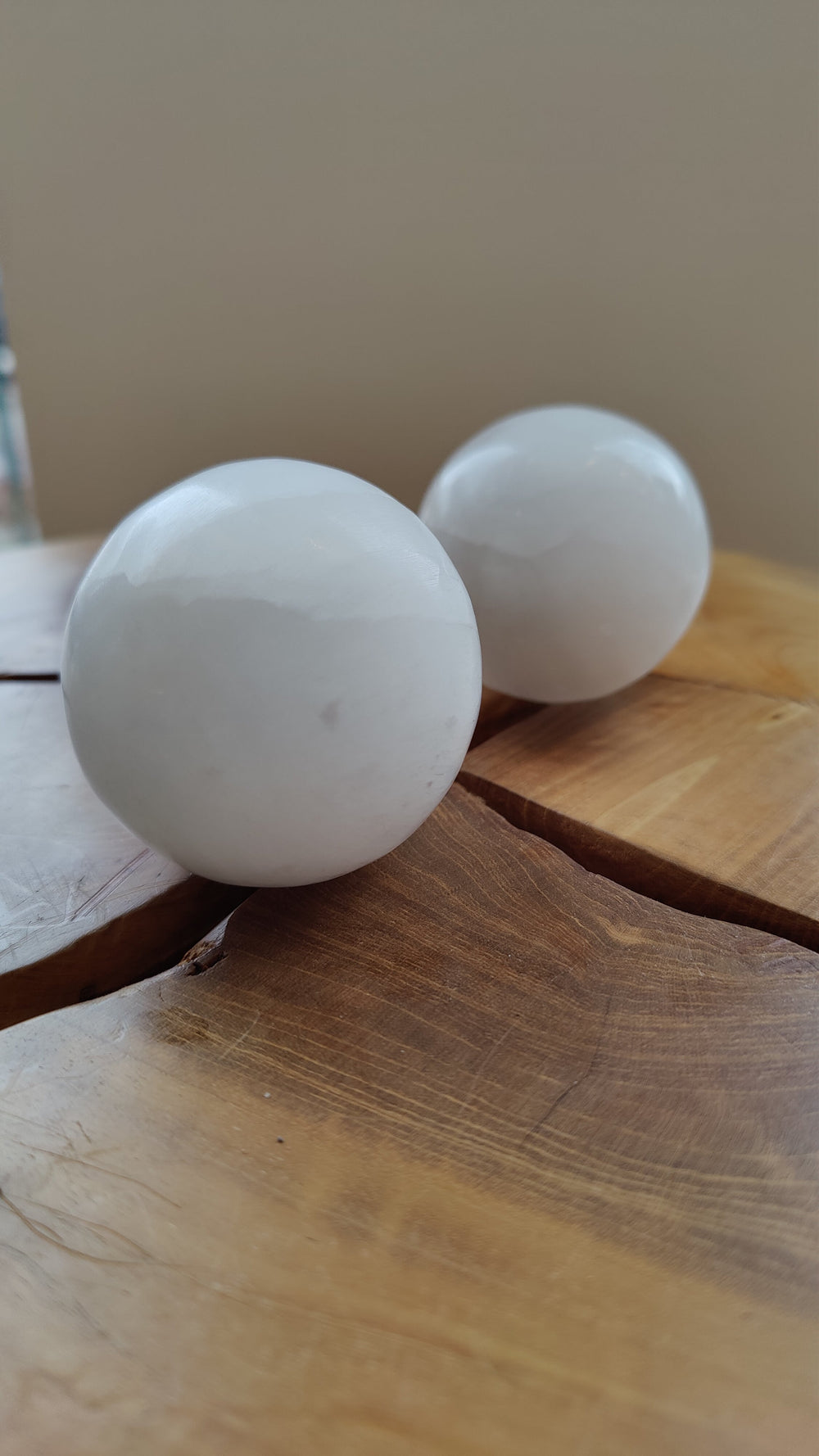 Polished Selenite Sphere with soft white and translucent textures