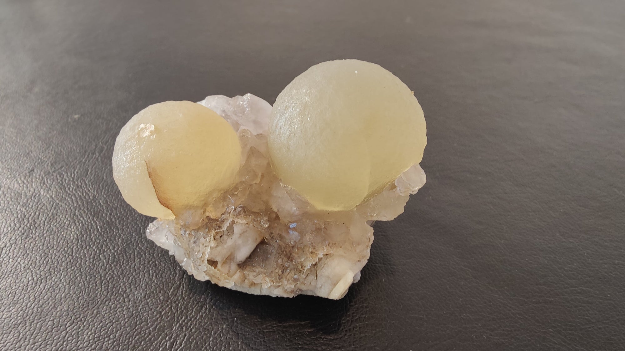 Fluorite Ball on Quartz Matrix from India