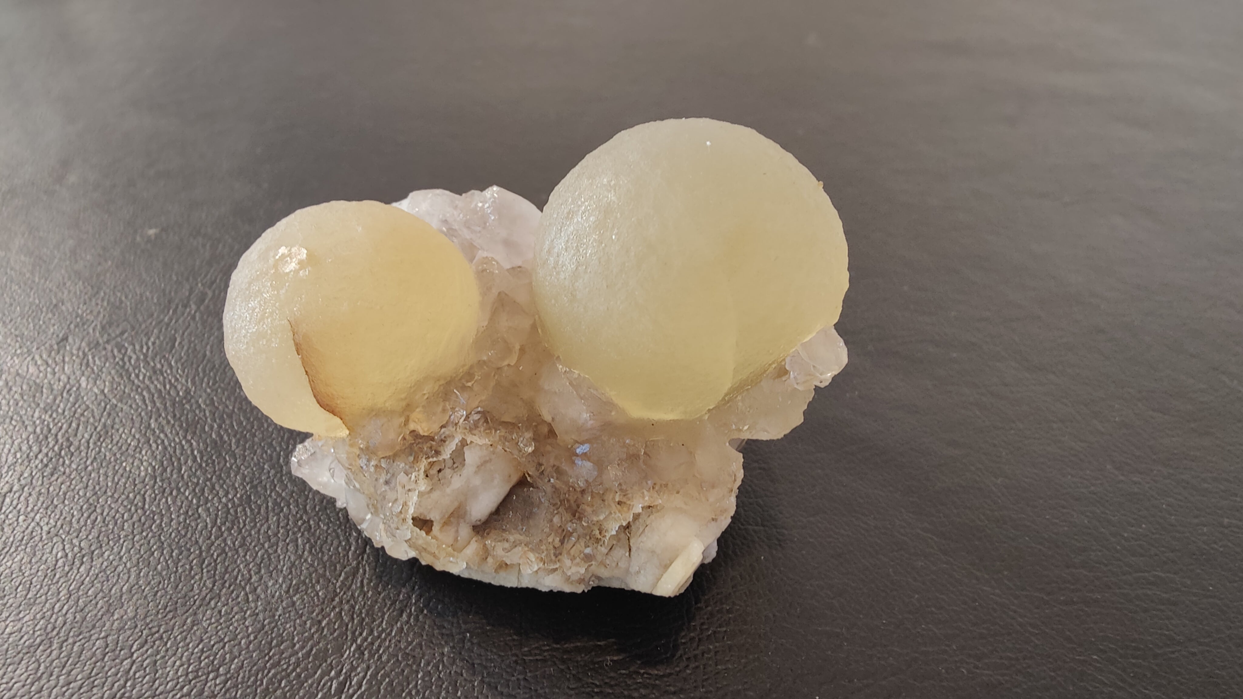 Fluorite Ball on Quartz Matrix from India