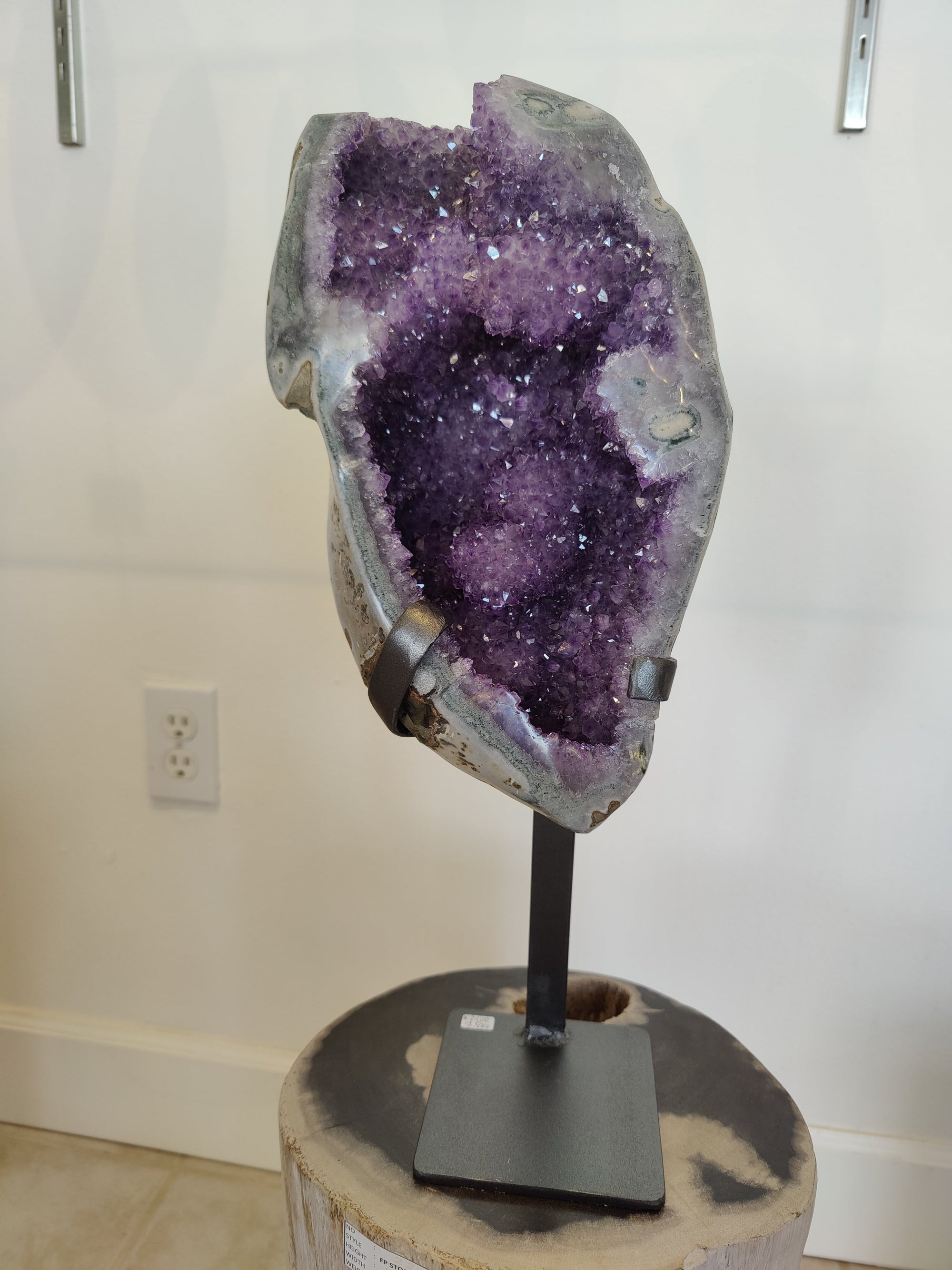 Amethyst Geode Sculpture with Wrought Iron Display Stand by Rare Earth Gallery - main product image for Resin Society