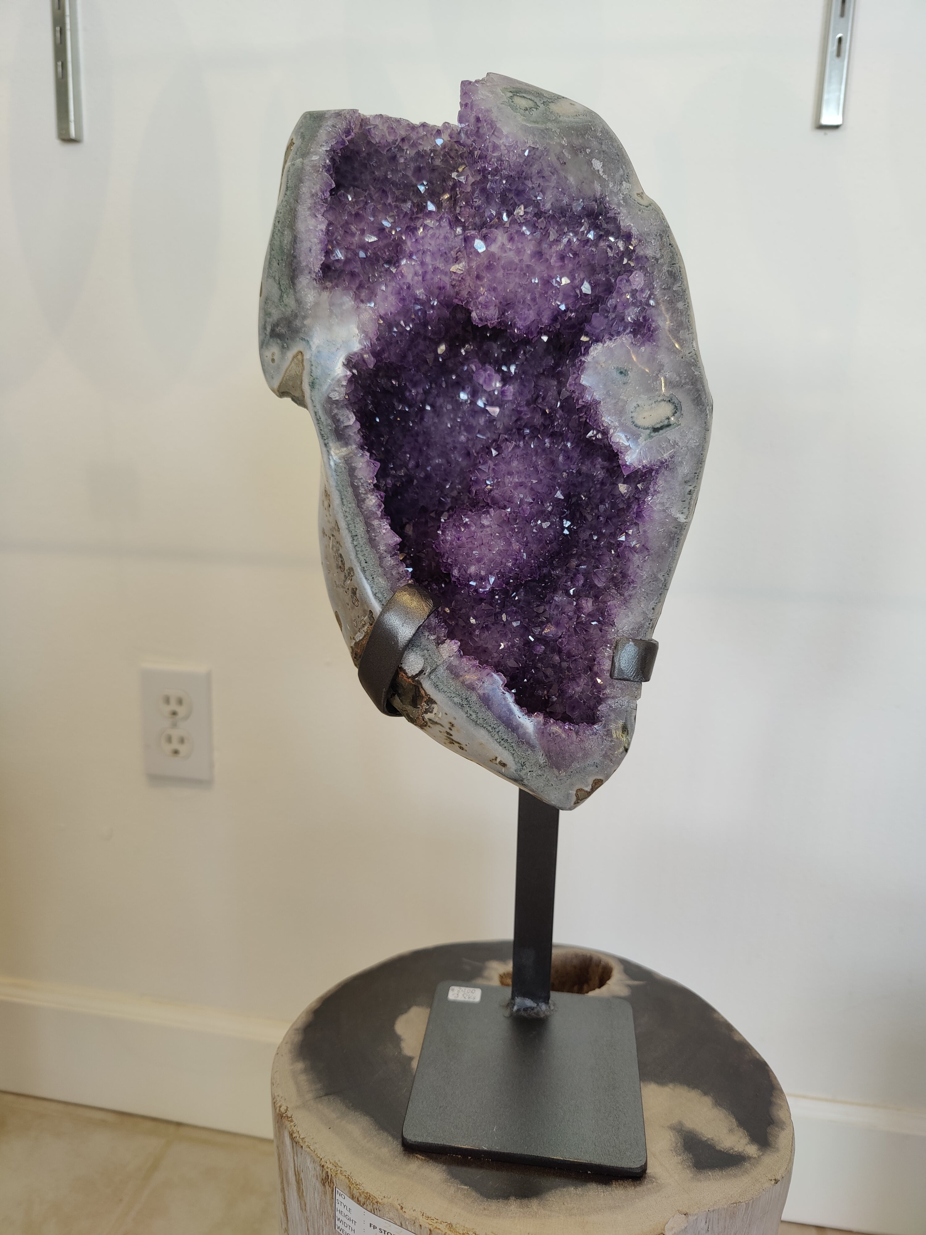 Amethyst Geode Sculpture with Wrought Iron Display Stand by Rare Earth Gallery - main product image for Resin Society