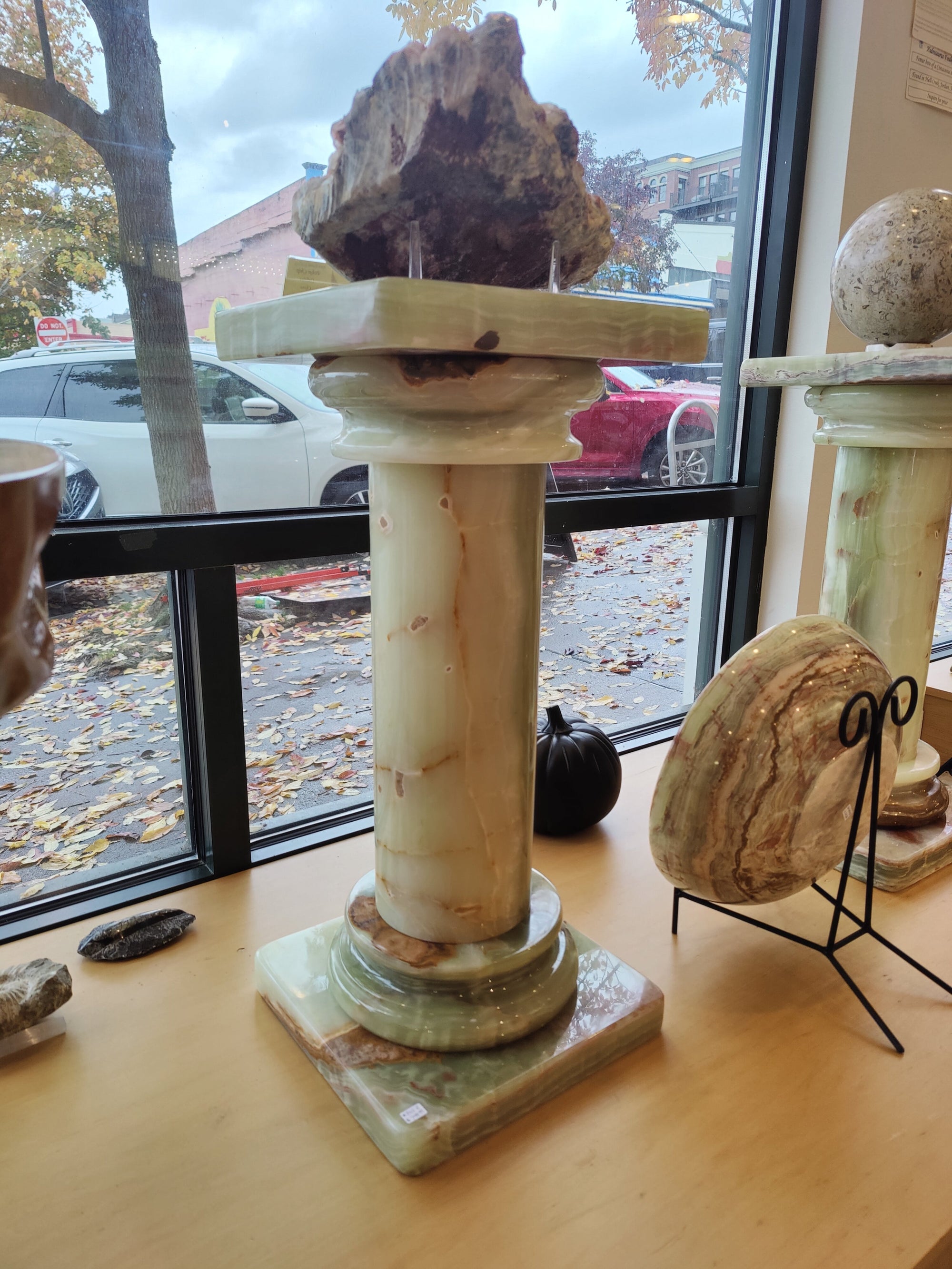 Green Onyx Decorative Pillar Column 27" by Rare Earth Gallery - main product image for Resin Society