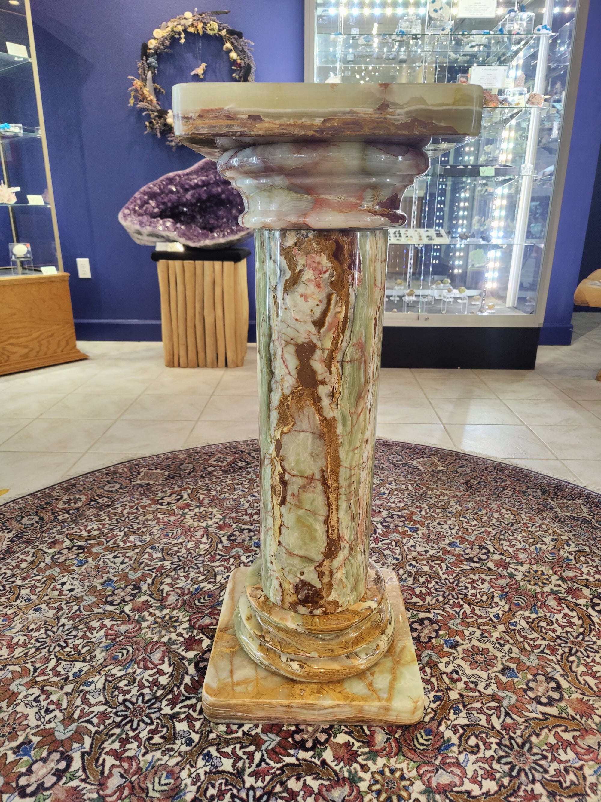 Green Onyx Decorative Pillar Column 36" by Rare Earth Gallery - main product image for Resin Society