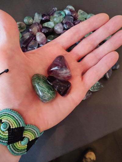 Multi Color Rainbow Fluorite Tumbled Stone