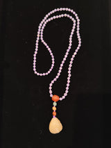 Grape Agate Bead Necklace with Gobi Desert Agate Pendant photographed against a neutral background