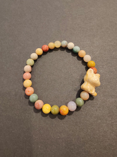 Jasper Multi-Color Bead Bracelet with Animal Charm
