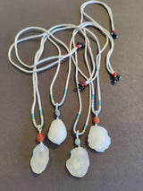 Gobi Desert green moss agate pendant displayed on an adjustable black cord necklace