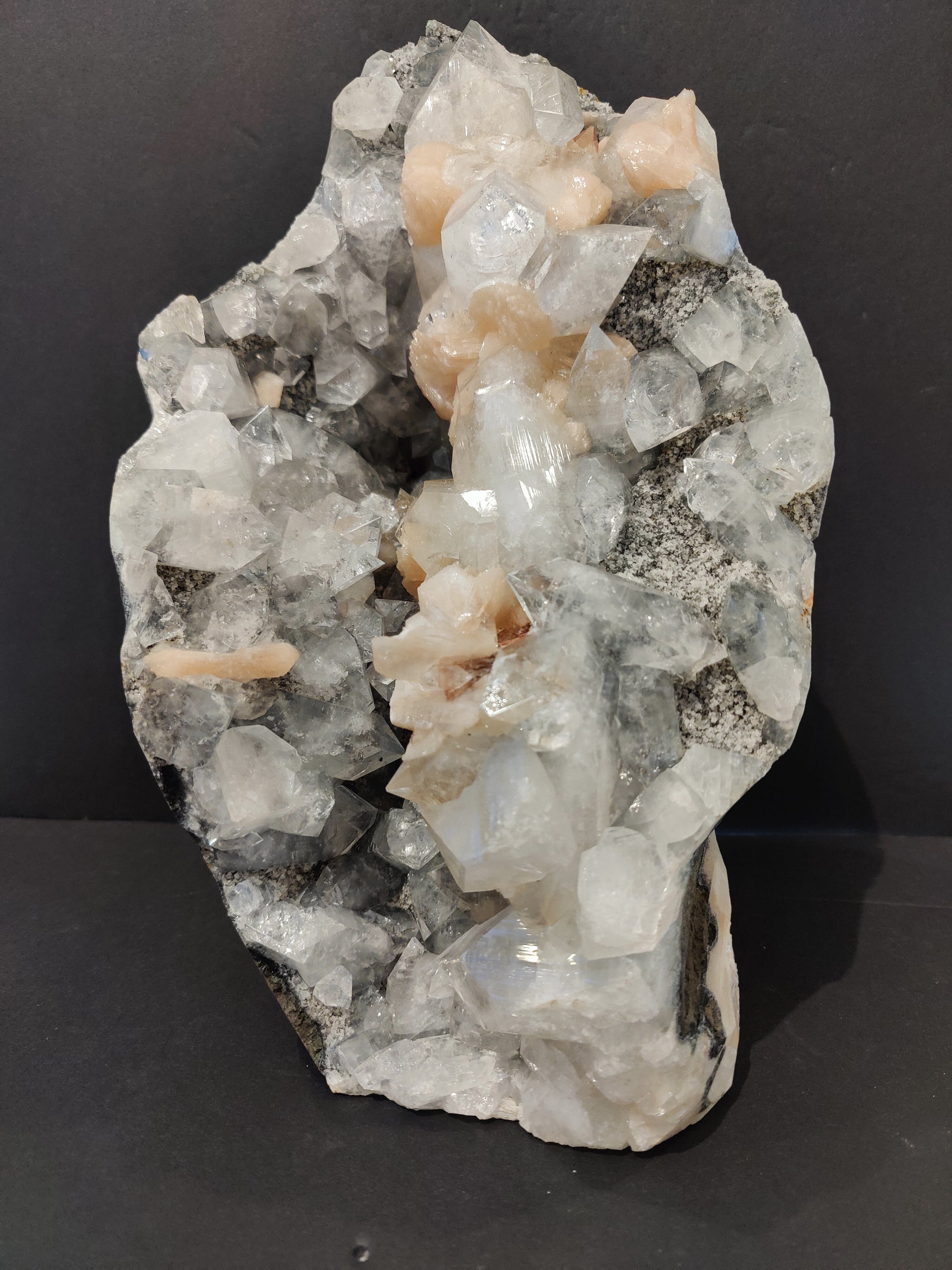 Clear Apophyllite with Peach Stilbite Cabinet Specimen 7,825g by Rare Earth Gallery - main product image for Resin Society