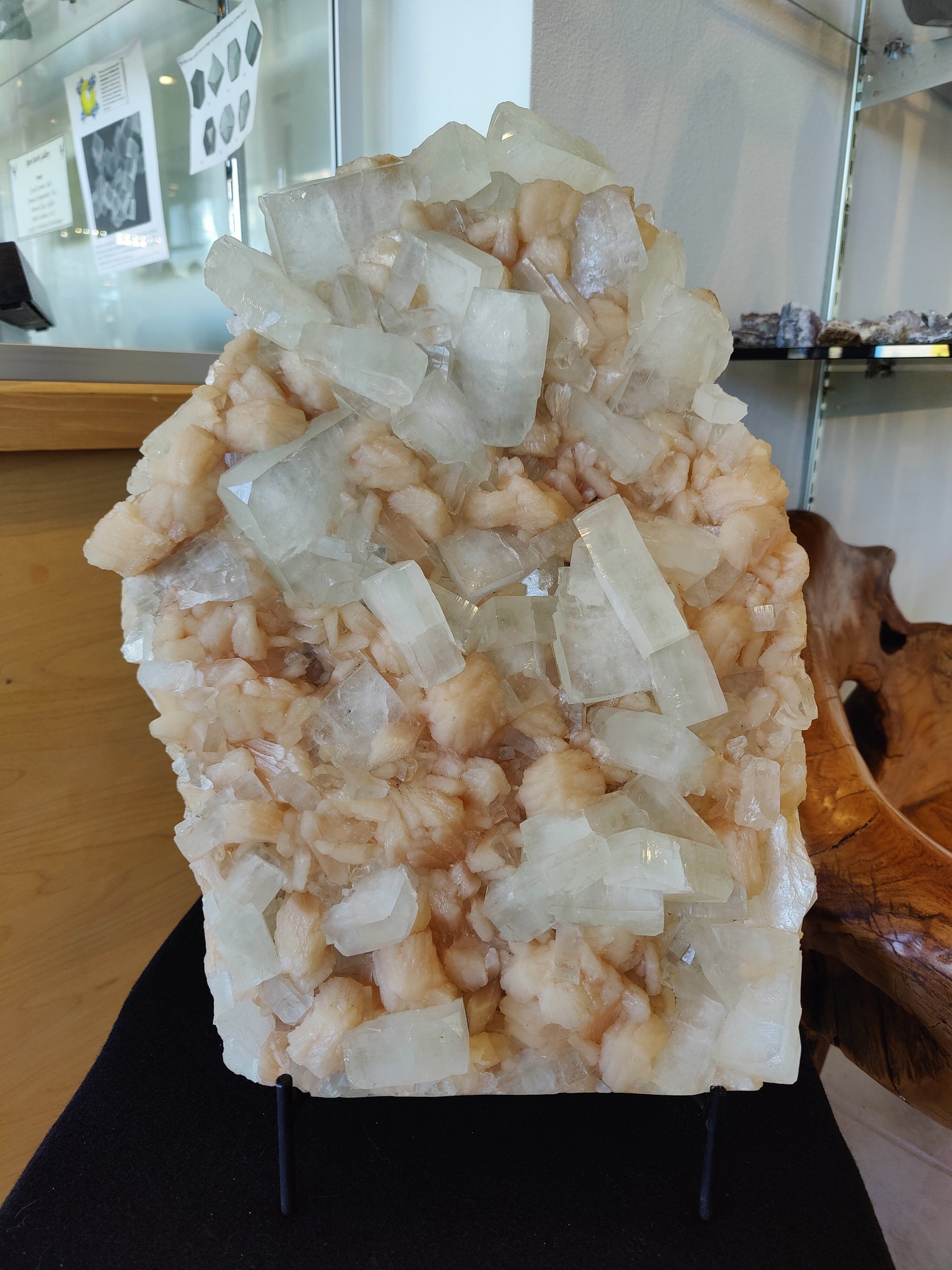 Clear Apophyllite Cubes with Peach Stilbite Cabinet Specimen 12.9kg by Rare Earth Gallery - main product image for Resin Society