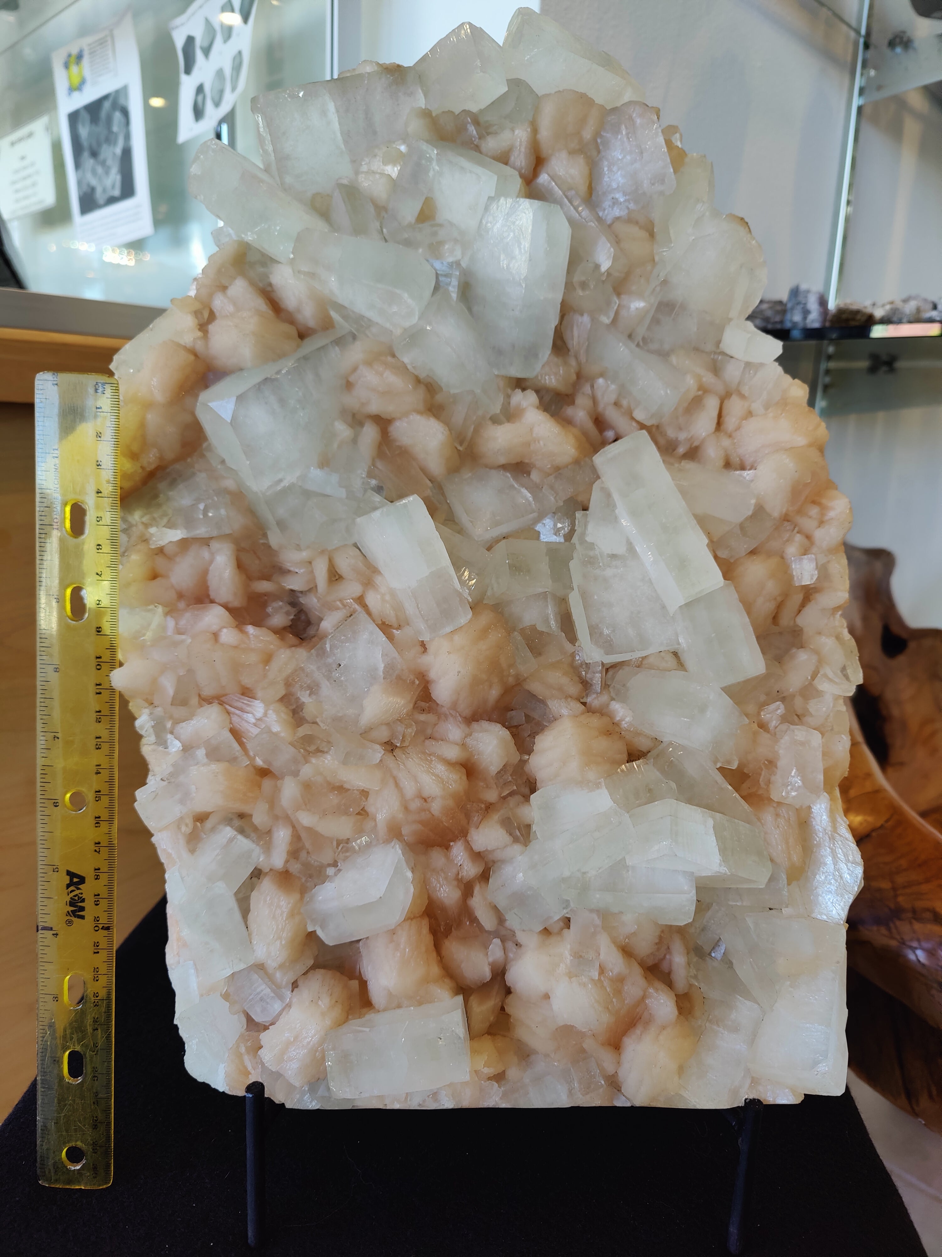 Clear Apophyllite Cubes with Peach Stilbite Cabinet Specimen 12.9kg by Rare Earth Gallery - product image 4 for Resin Society