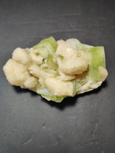 Green Apophyllite Cubes with Peach Stilbite Specimen 761g