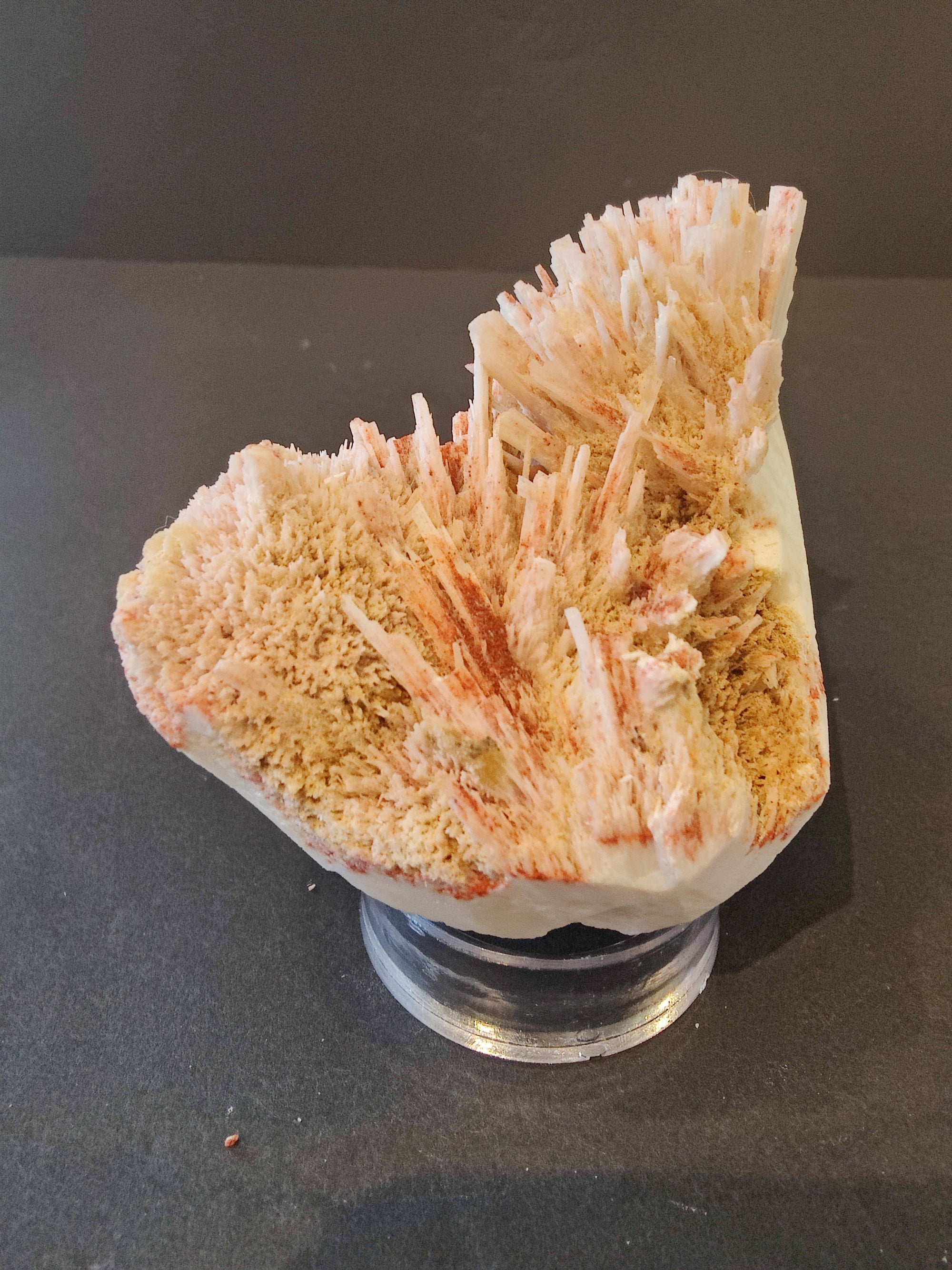 Red Mordenite with Stilbite mineral specimen on matrix
