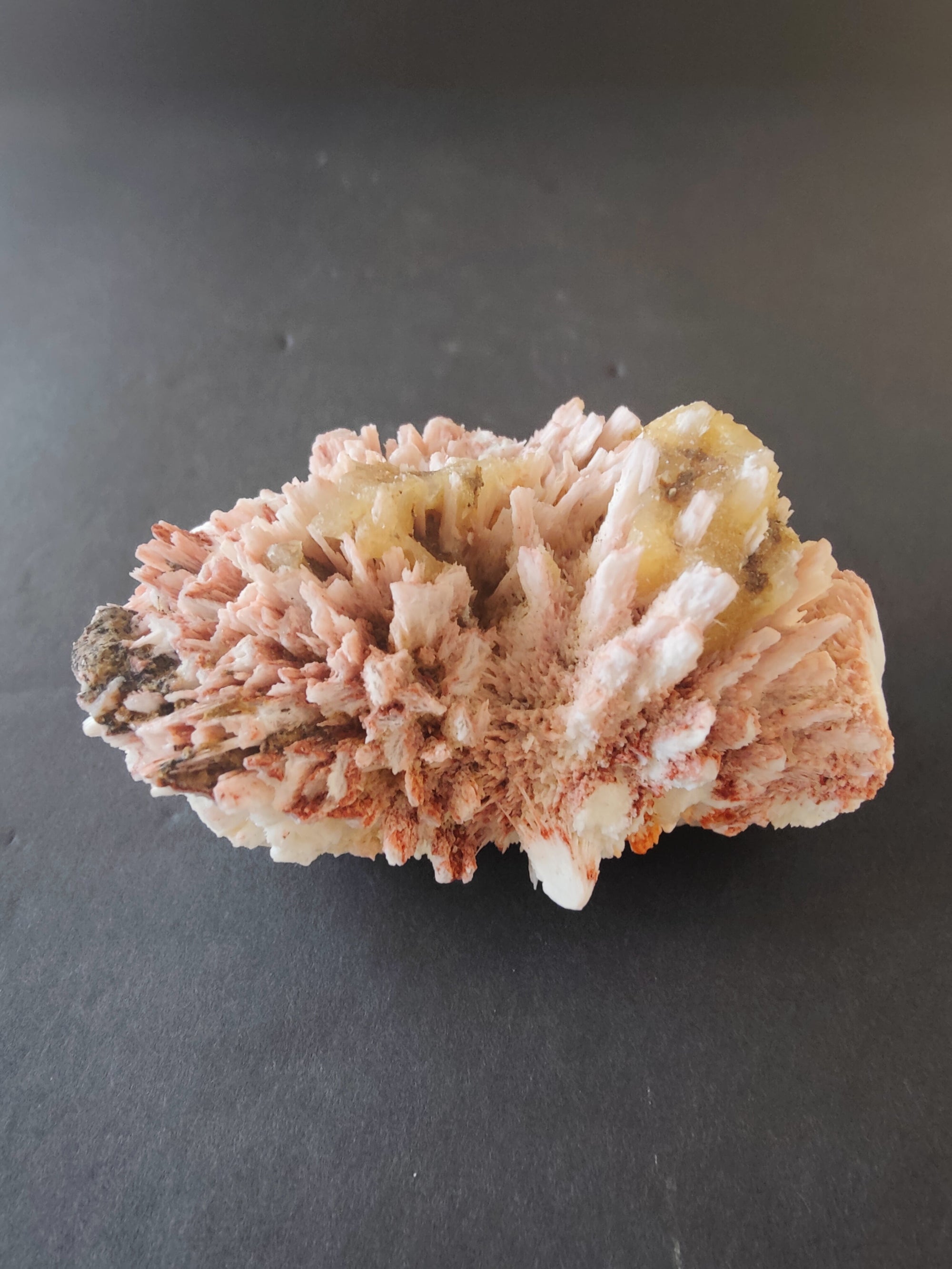 Red Mordenite with Stilbite mineral specimen on matrix, 4x3x2.5 inches
