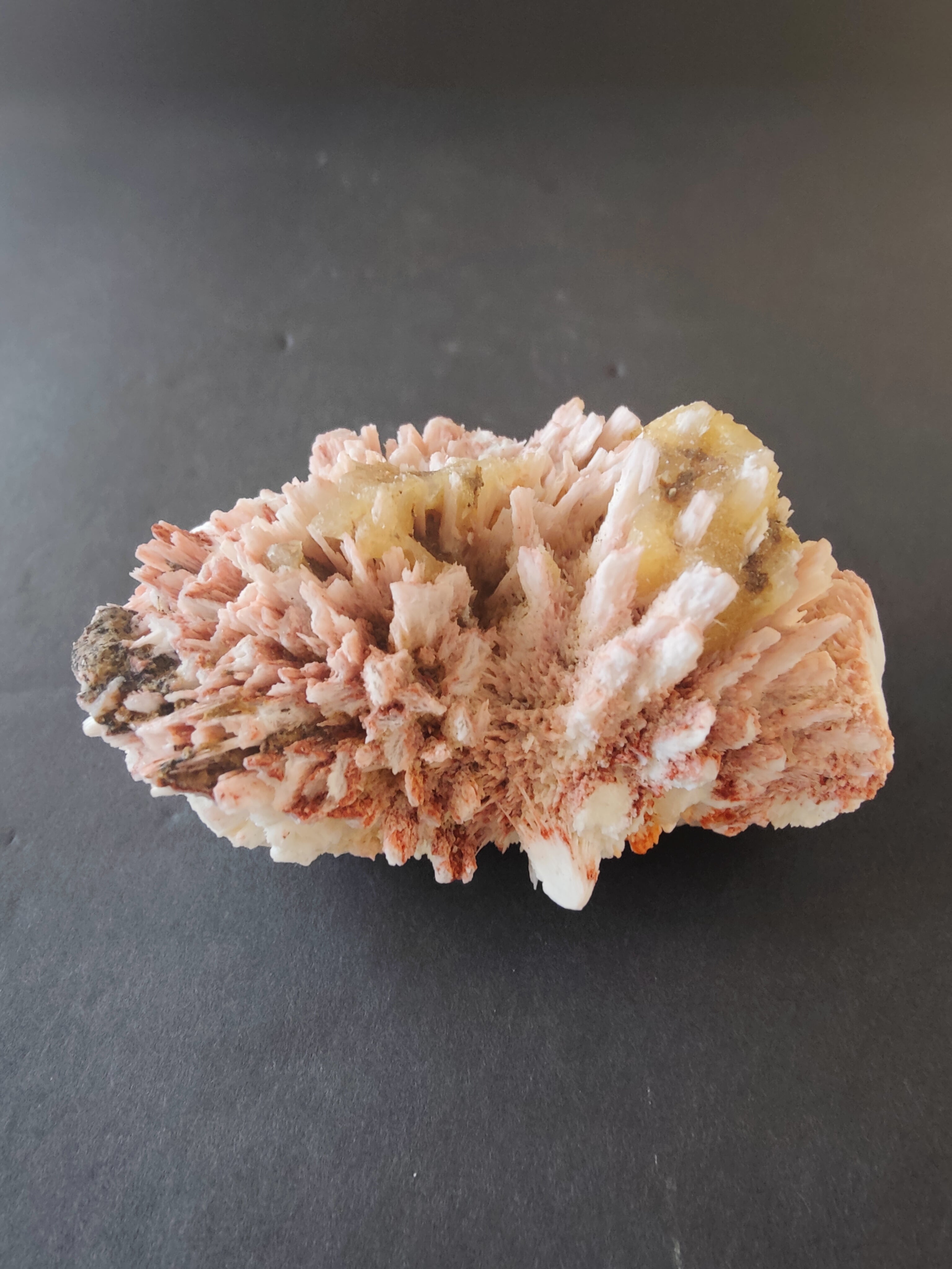 Red Mordenite with Stilbite mineral specimen on matrix, 4x3x2.5 inches