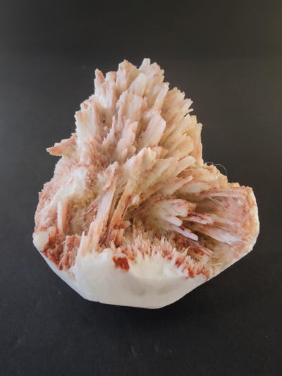 Red Mordenite with Stilbite specimen displaying red and cream crystals on natural matrix