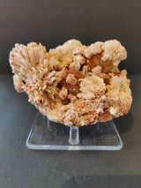 Red Mordenite with Stilbite mineral specimen showing red crystals on matrix