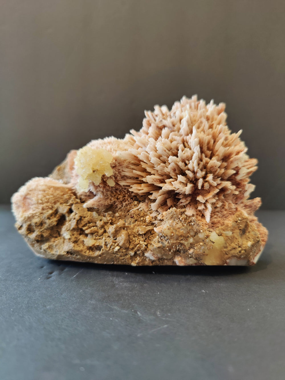 Red Mordenite with Stilbite mineral specimen showing red crystalline formations with contrasting white Stilbite on matrix