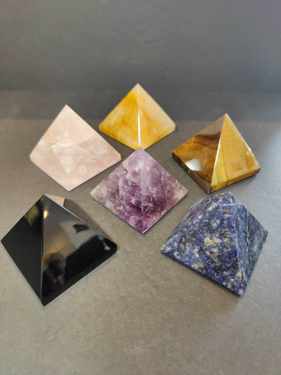 Crystal Polished Pyramid Sculpture Assorted Stones