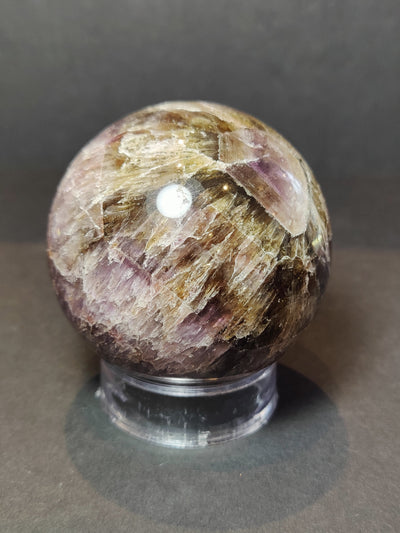 Cacoxenite Amethyst Polished Sphere Sculpture