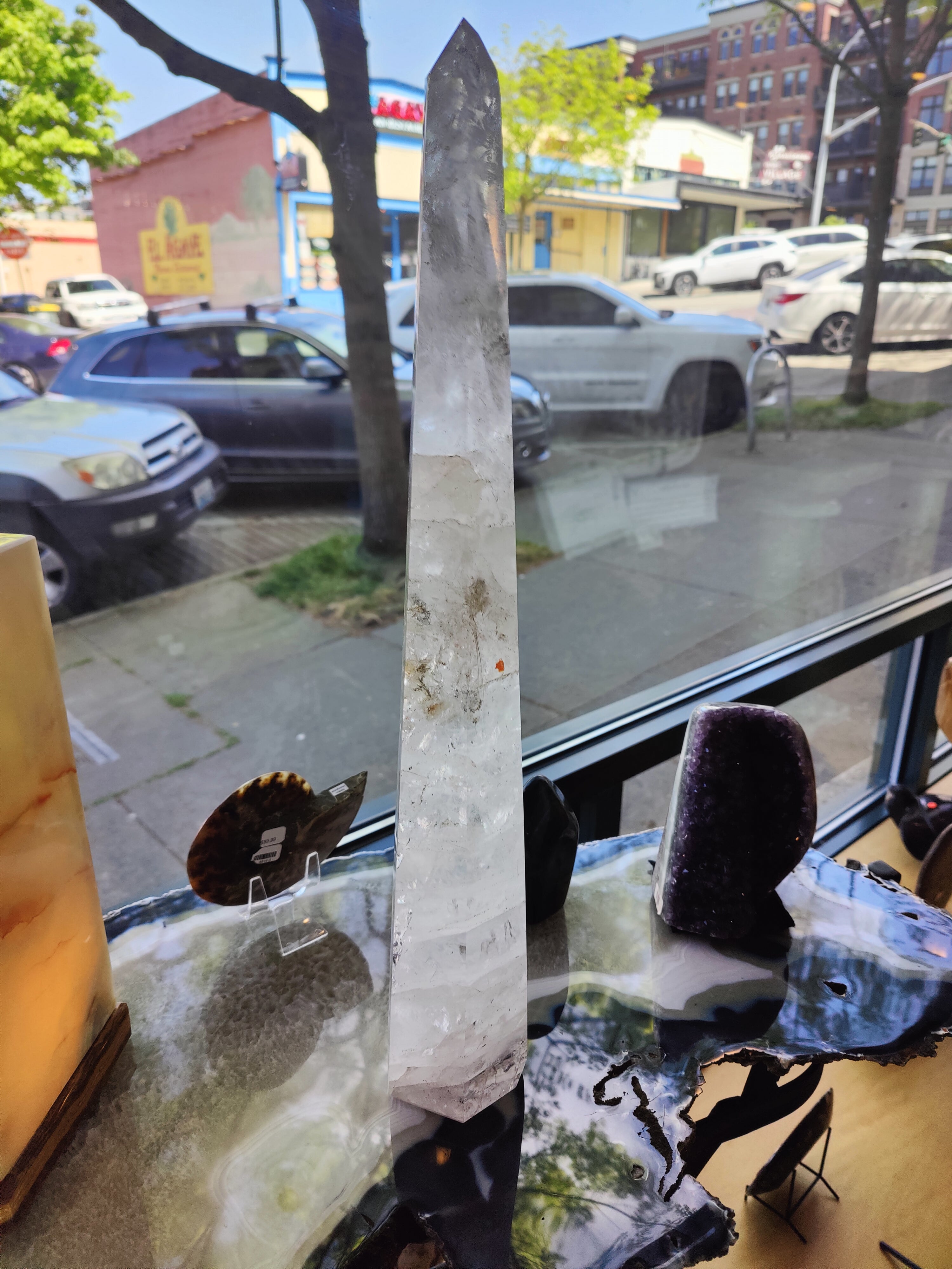 Clear Quartz Polished Obelisk Sculpture 3.35kg 20.5"