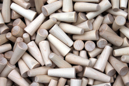 Pack of tapered hard maple dowel wedges for securing axe handles