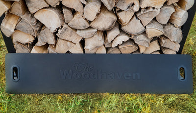 Woodhaven Firewood Log Carrier made of waterproof Vyram with foldable handles