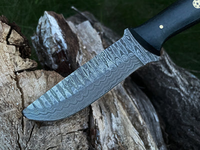 Custom Handmade Forged Damascus Steel Brush-craft blade with C-Fiber Scales TK-012