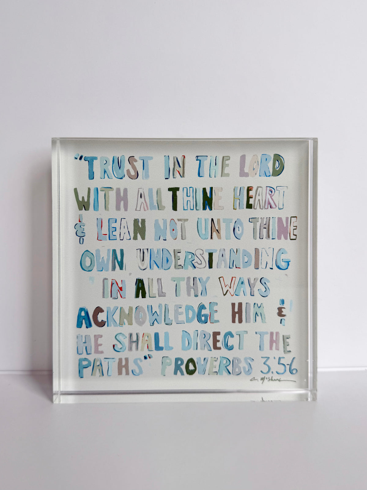 Proverbs 3:5-6 Neutral Acrylic Tabletop Art