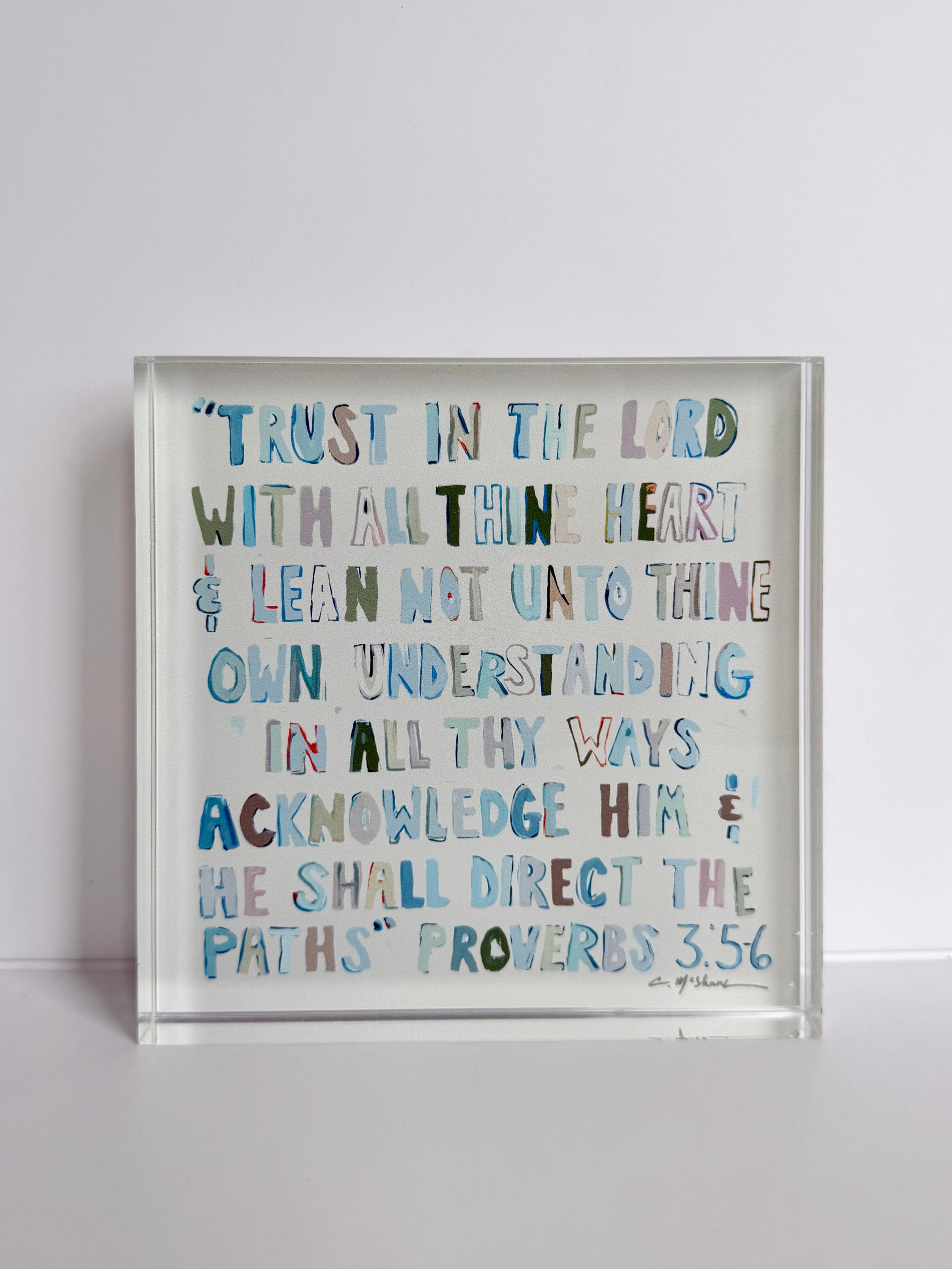 Proverbs 3:5-6 Neutral Acrylic Tabletop Art