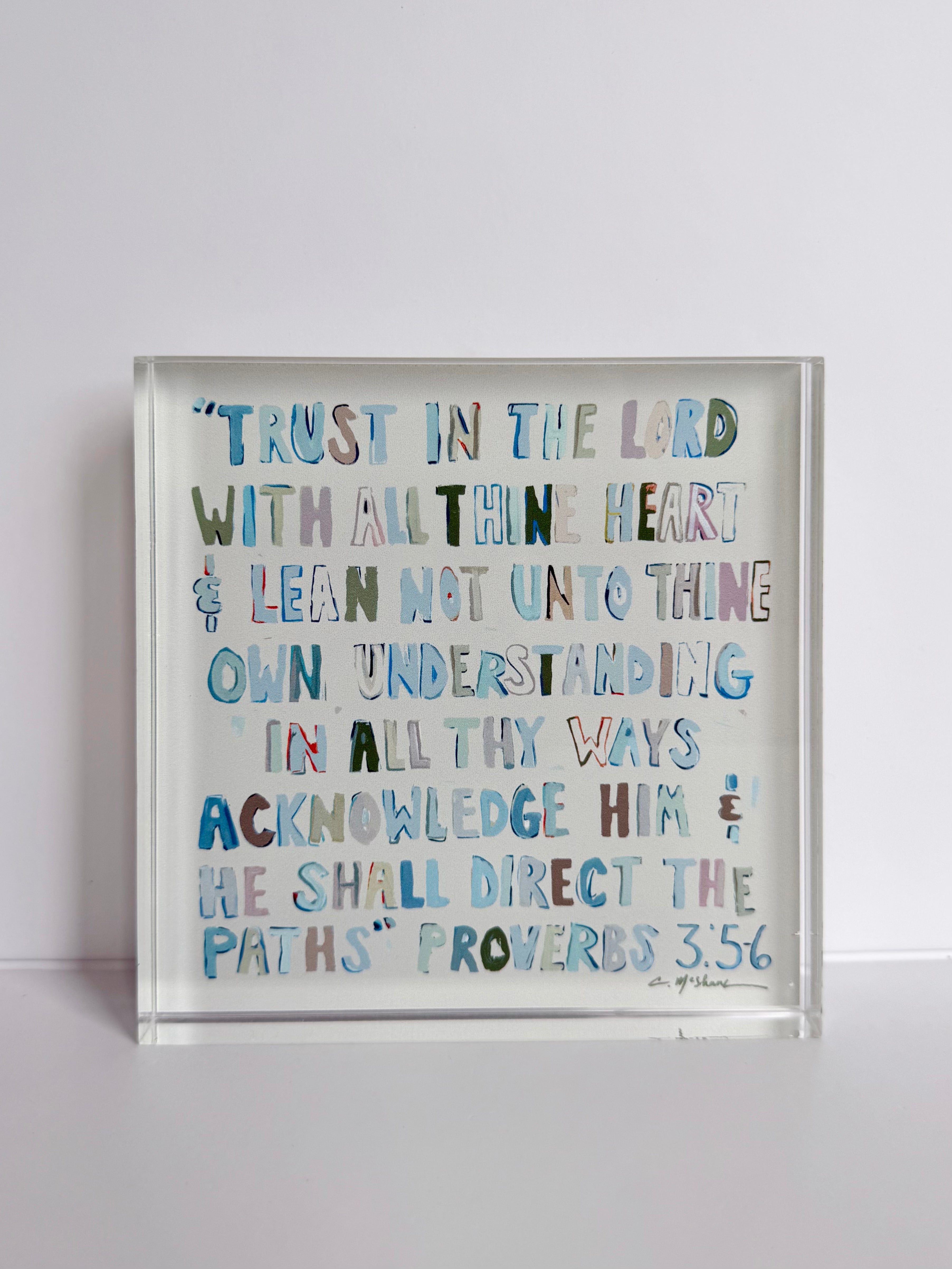 Proverbs 3:5-6 Neutral Acrylic Tabletop Art