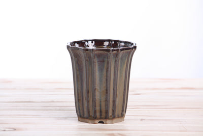 Willow Bonsai Ceramics Flower Design Cascade Bonsai Pot 4.5 Inch Dark Honey