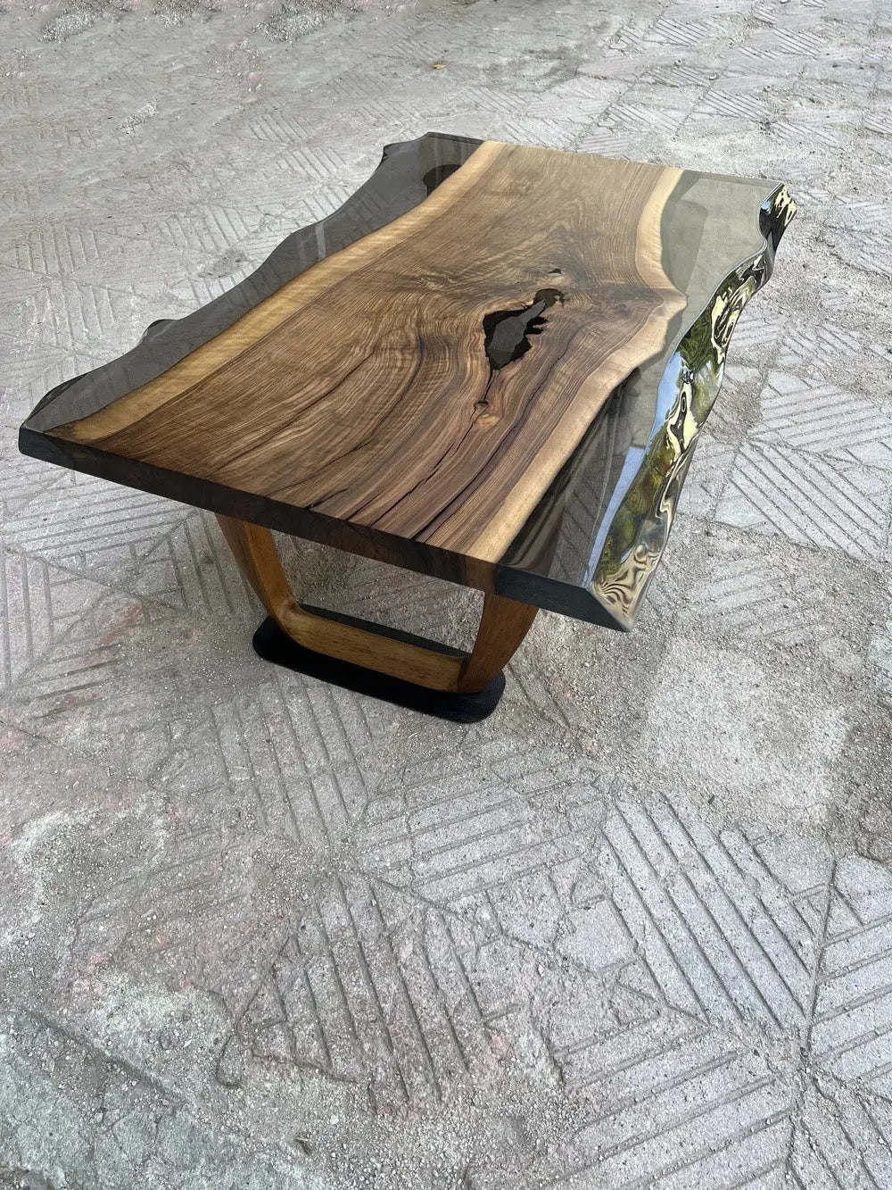 Epoxy Live Edge Coffee Table with Wooden U Leg by Gizz - product image 8 for Resin Society
