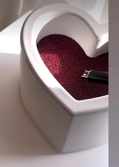Handcrafted heart shaped concrete candle vessel by Syby Designs LLC