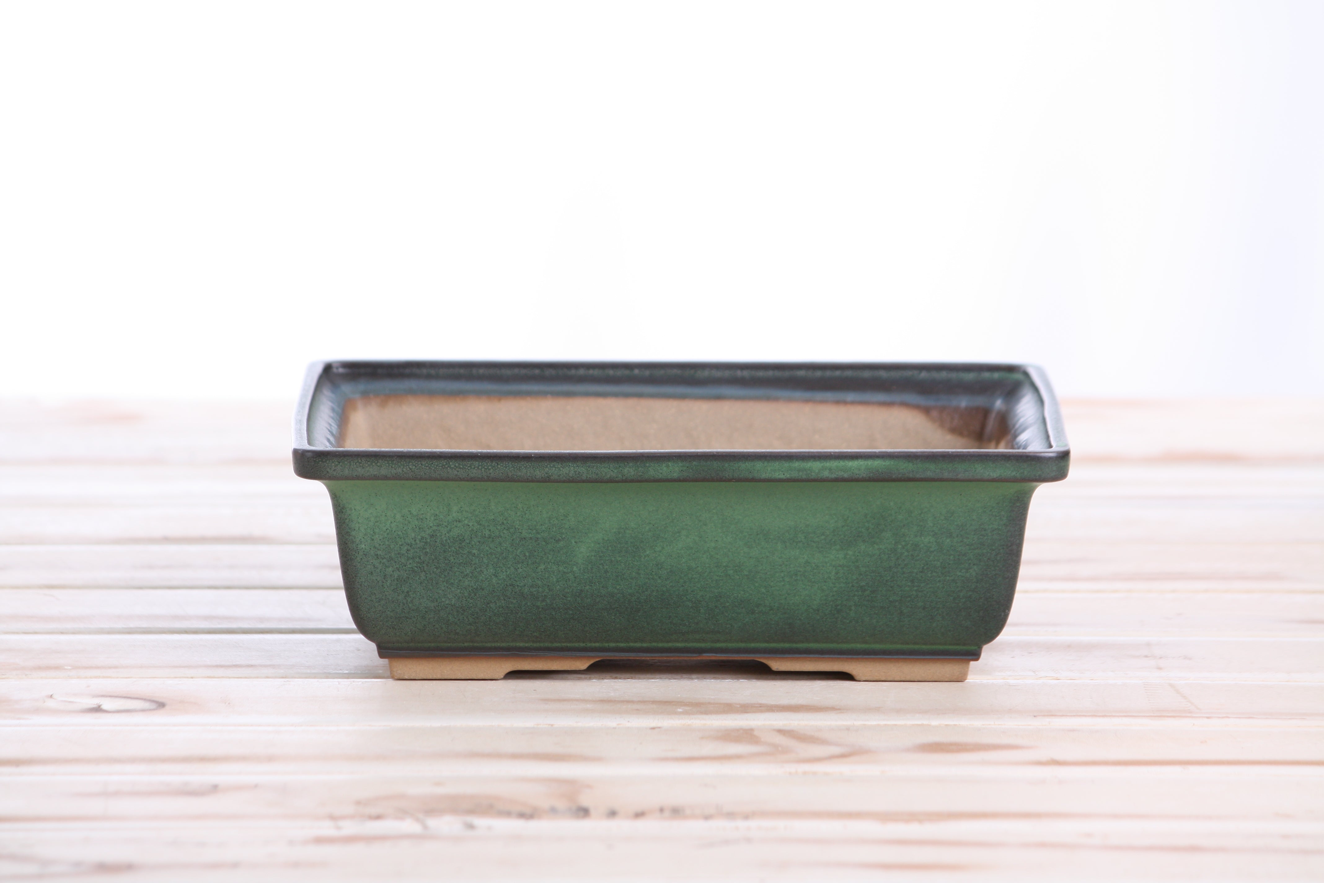 Willow Bonsai Ceramics Rectangle Bonsai Pot 8 Inch (Avocado)