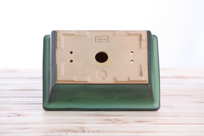 Willow Bonsai Ceramics Rectangle Bonsai Pot 8 Inch (Avocado)