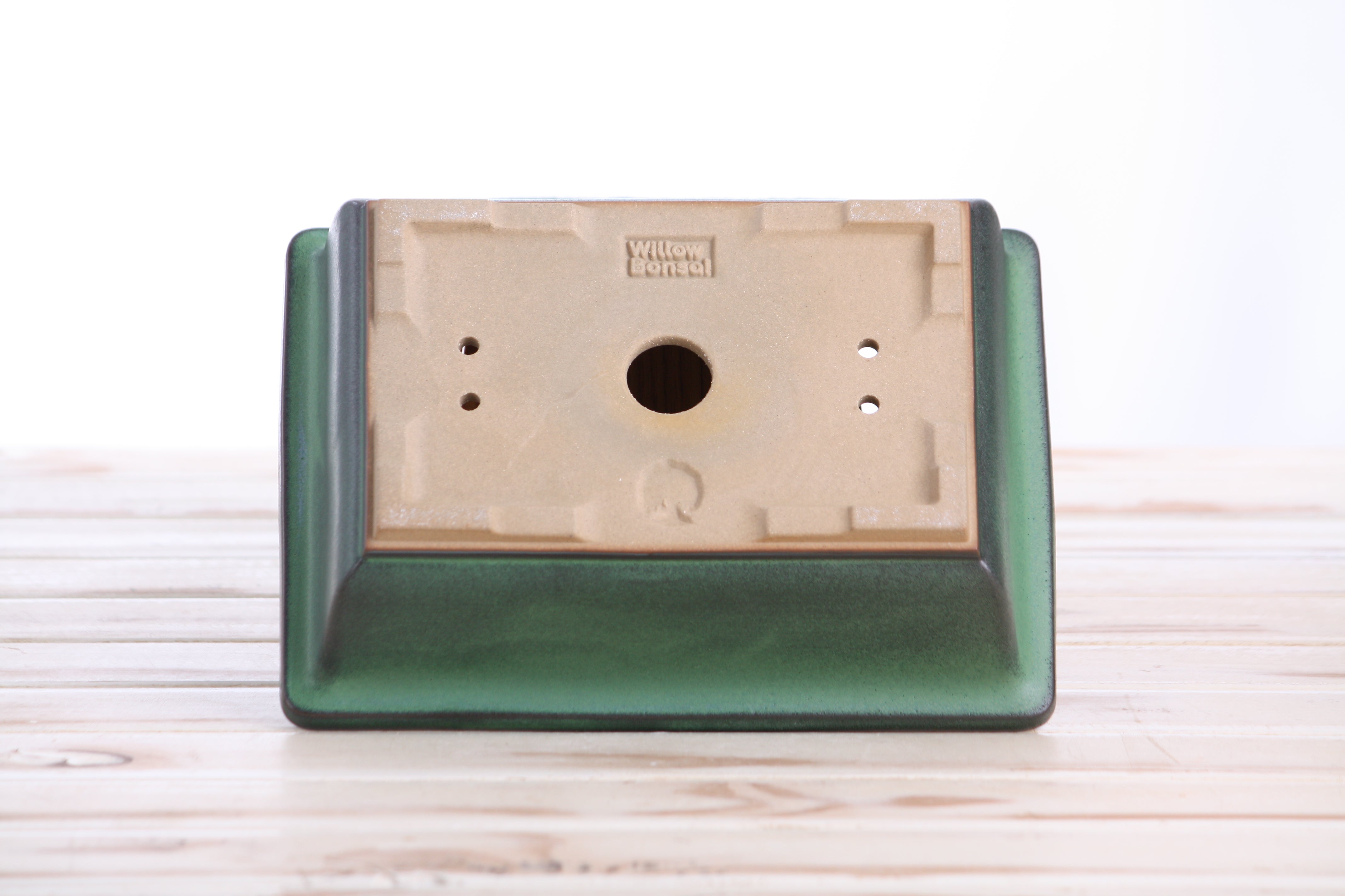 Willow Bonsai Ceramics Rectangle Bonsai Pot 8 Inch (Avocado)