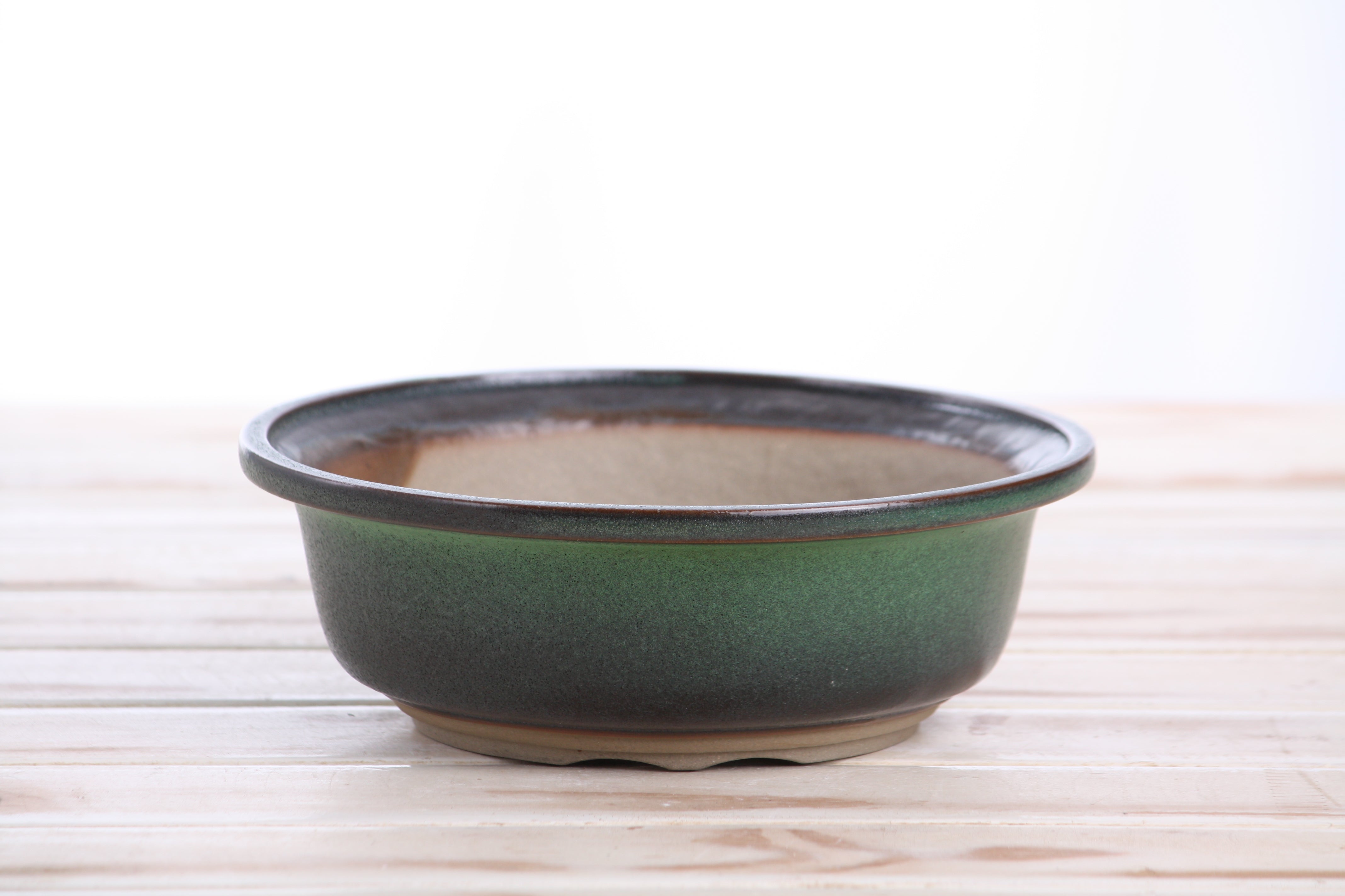 Willow Bonsai Ceramics Round Bonsai Pot 7 Inch in Avocado