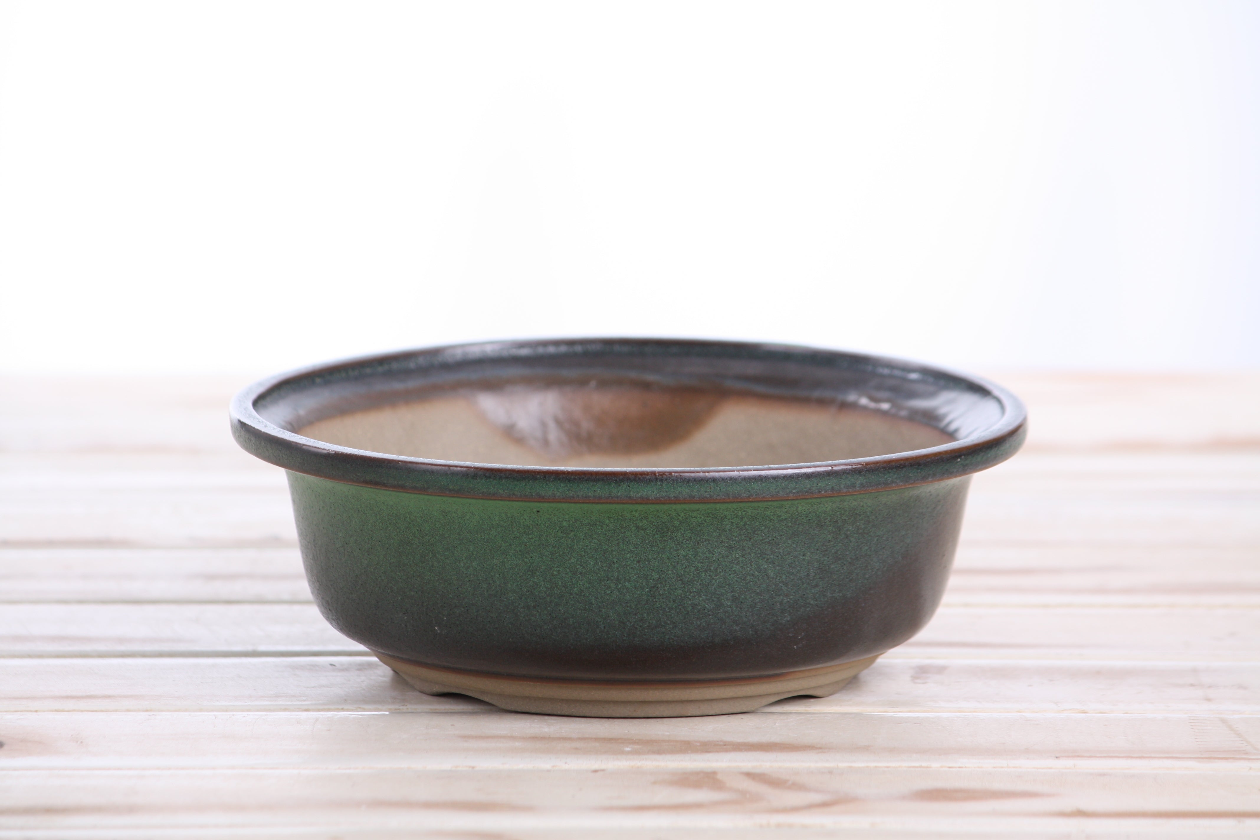 Willow Bonsai Ceramics Round Bonsai Pot 7 Inch in Avocado