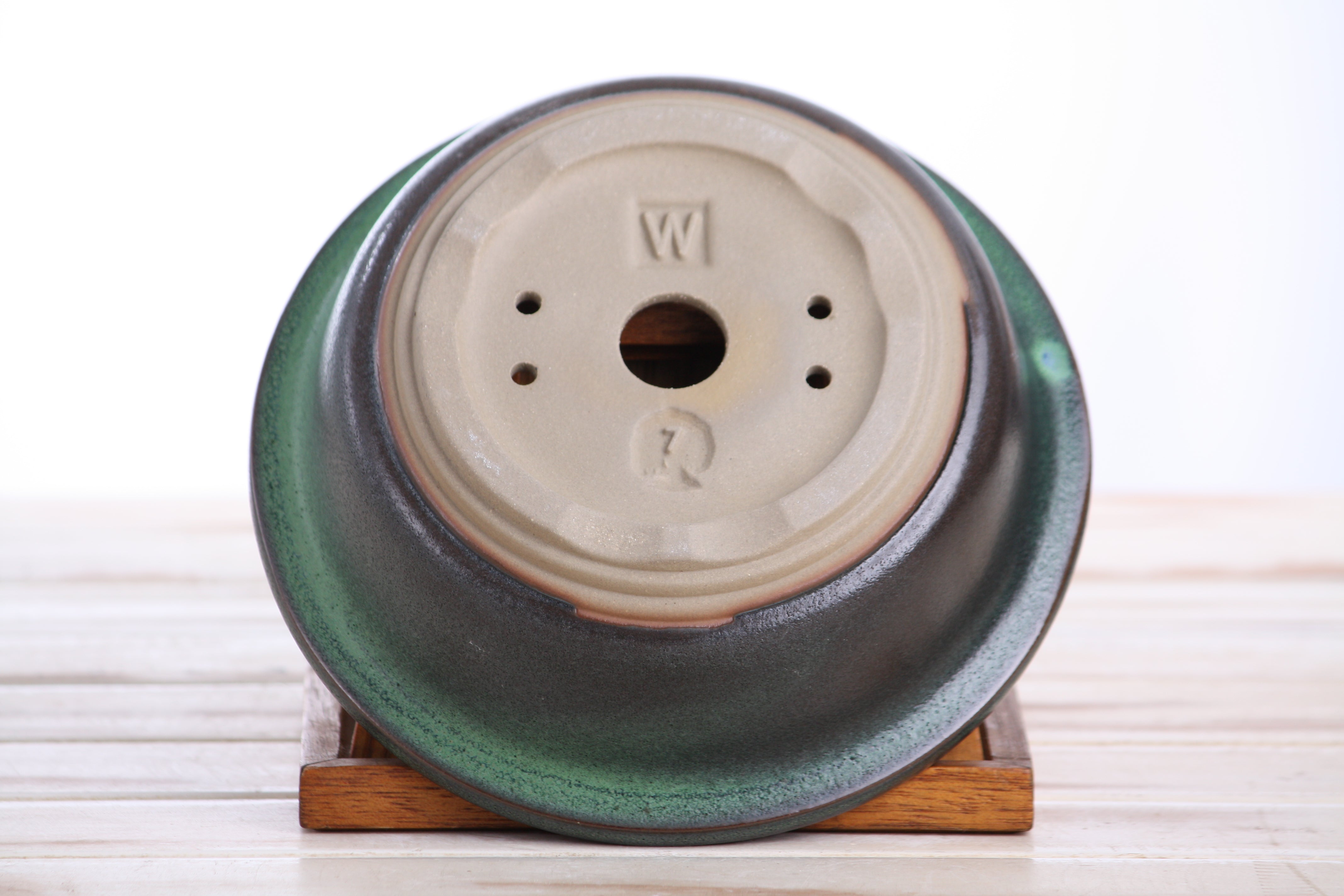 Willow Bonsai Ceramics Round Bonsai Pot 7 Inch in Avocado