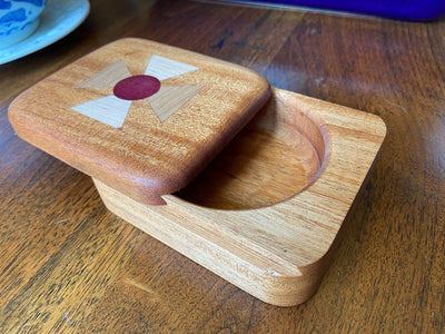 Handcrafted small sliding dovetail box with wooden inlay options