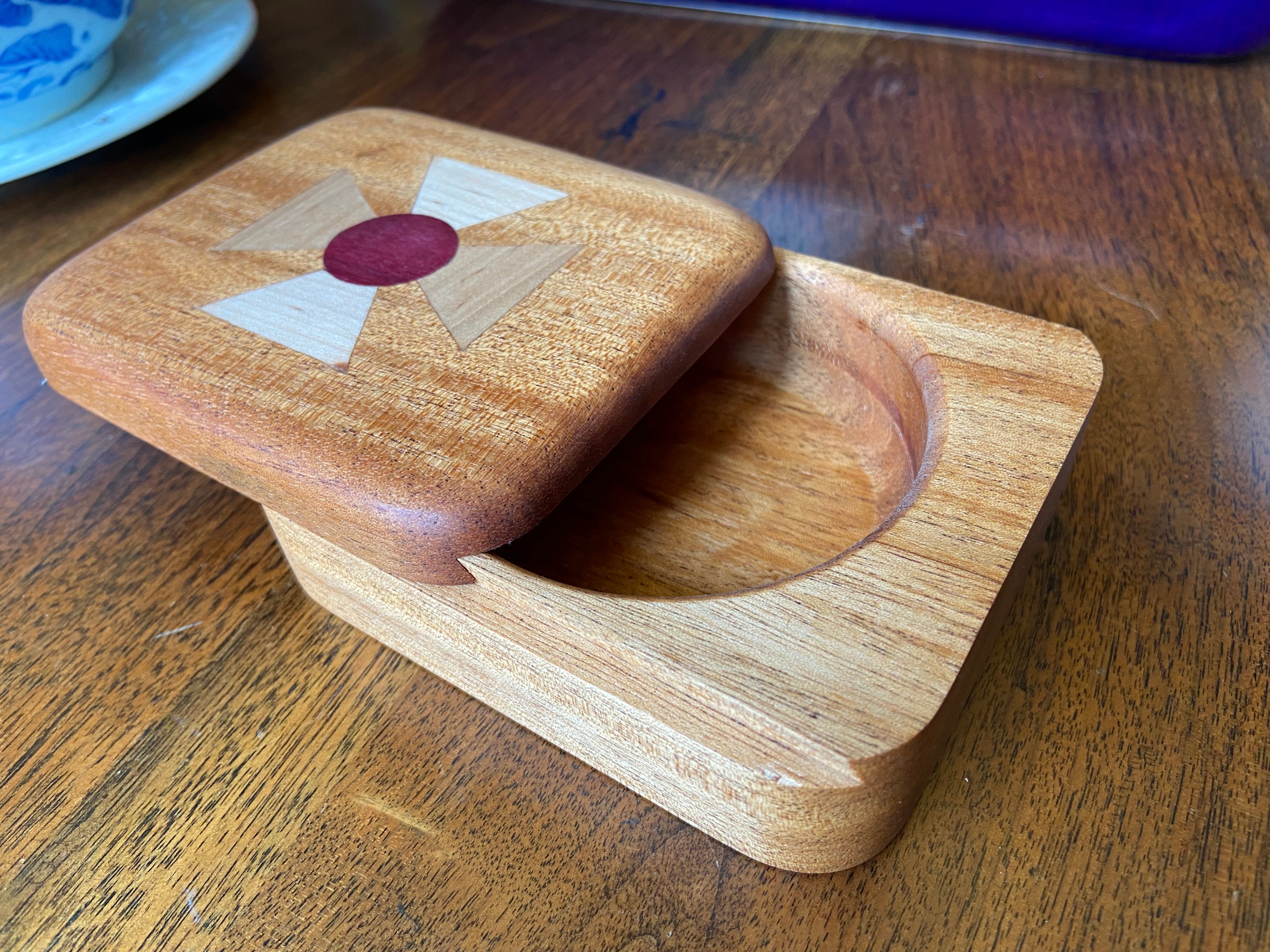 Handcrafted small sliding dovetail box with wooden inlay options