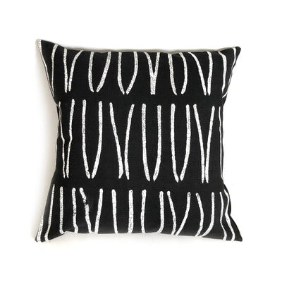 Sadza Lines Pillow Cover - Ebony Black by Mbare Ltd - main product image for Resin Society