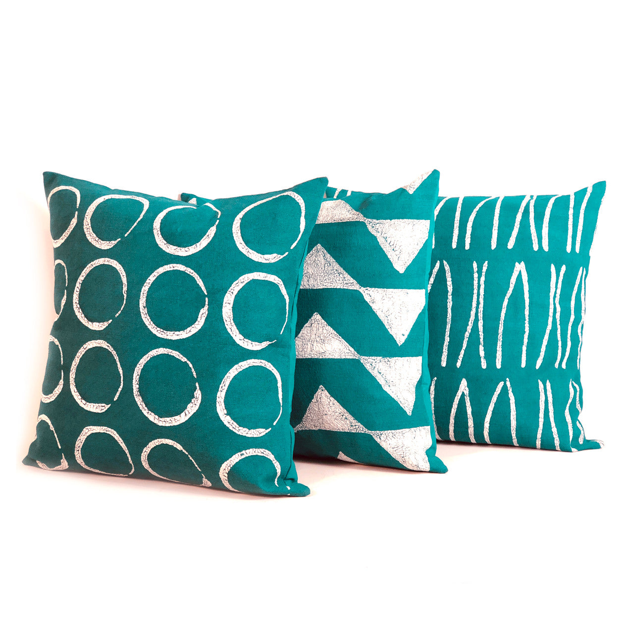 Sadza Triangles Pillow Cover - Seychelles Teal by Mbare Ltd - product image 2 for Resin Society
