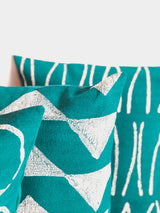 Sadza Triangles Pillow Cover - Seychelles Teal by Mbare Ltd - product image 3 for Resin Society