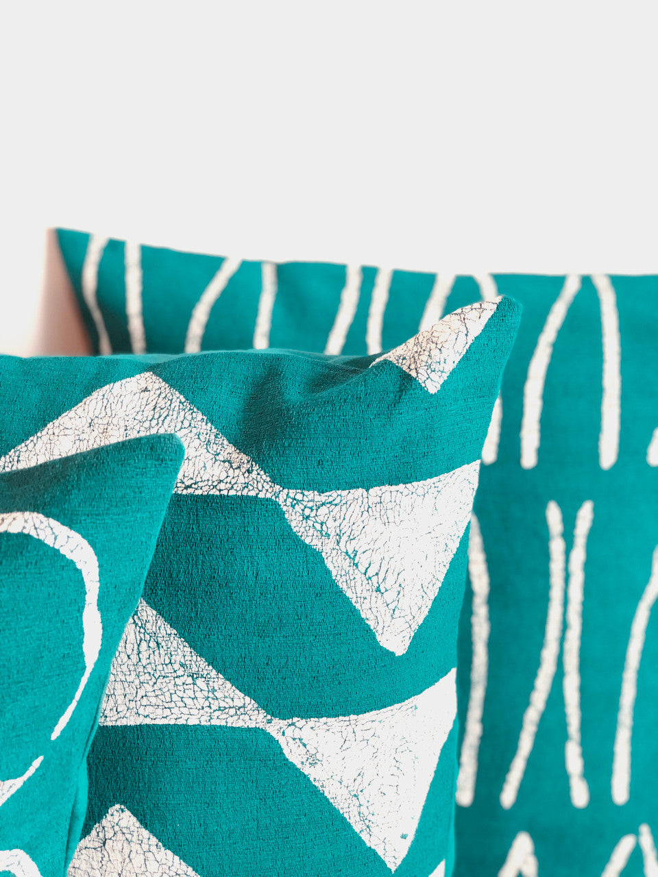 Sadza Triangles Pillow Cover - Seychelles Teal by Mbare Ltd - product image 3 for Resin Society