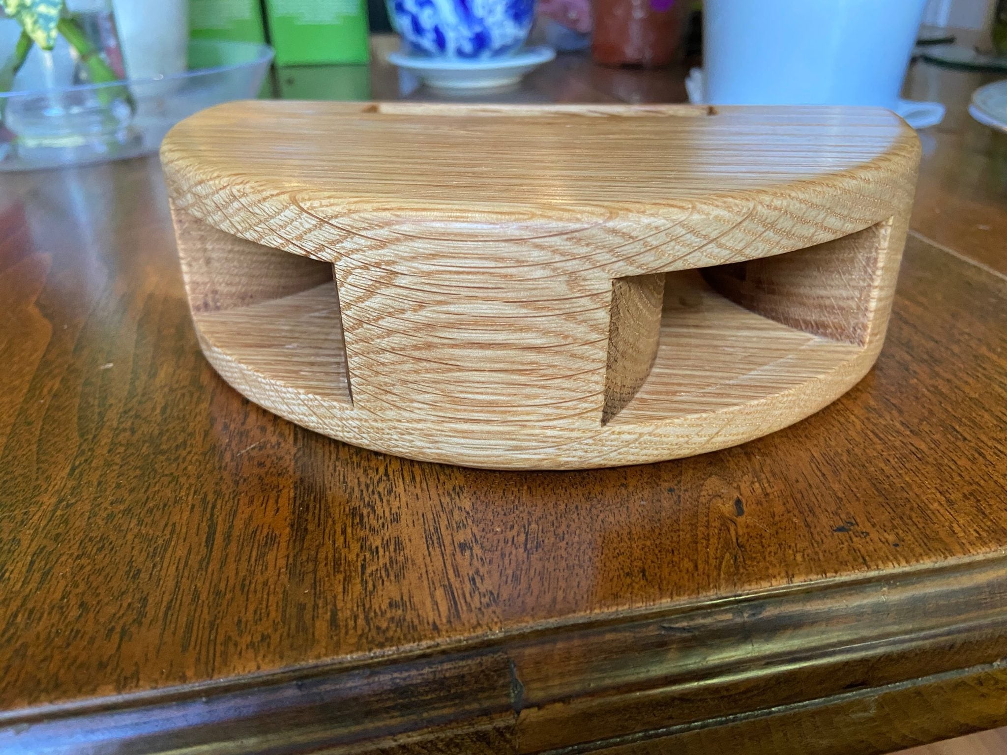 Handmade wooden smartphone speaker amplifier in Cherry, White Oak, and Mahogany finishes