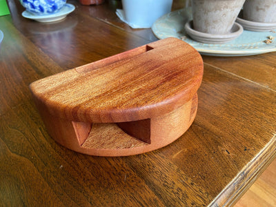 Handmade wooden smartphone speaker amplifier in Cherry, White Oak, and Mahogany finishes
