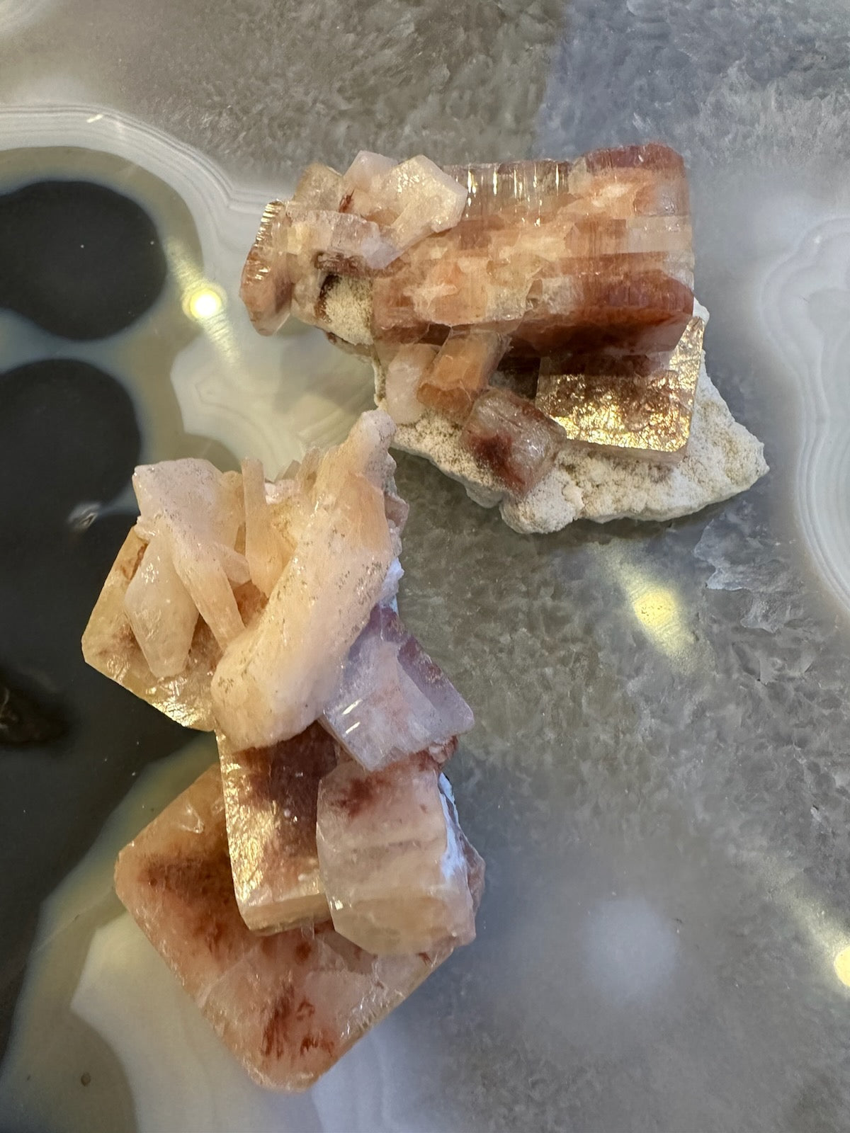 Large Red Apophyllite cube crystal with Stilbite on matrix from Pune, India