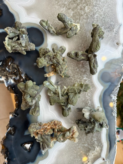 Marshy Stilbite cluster mineral specimen from India with crystal formations, shown on a white background