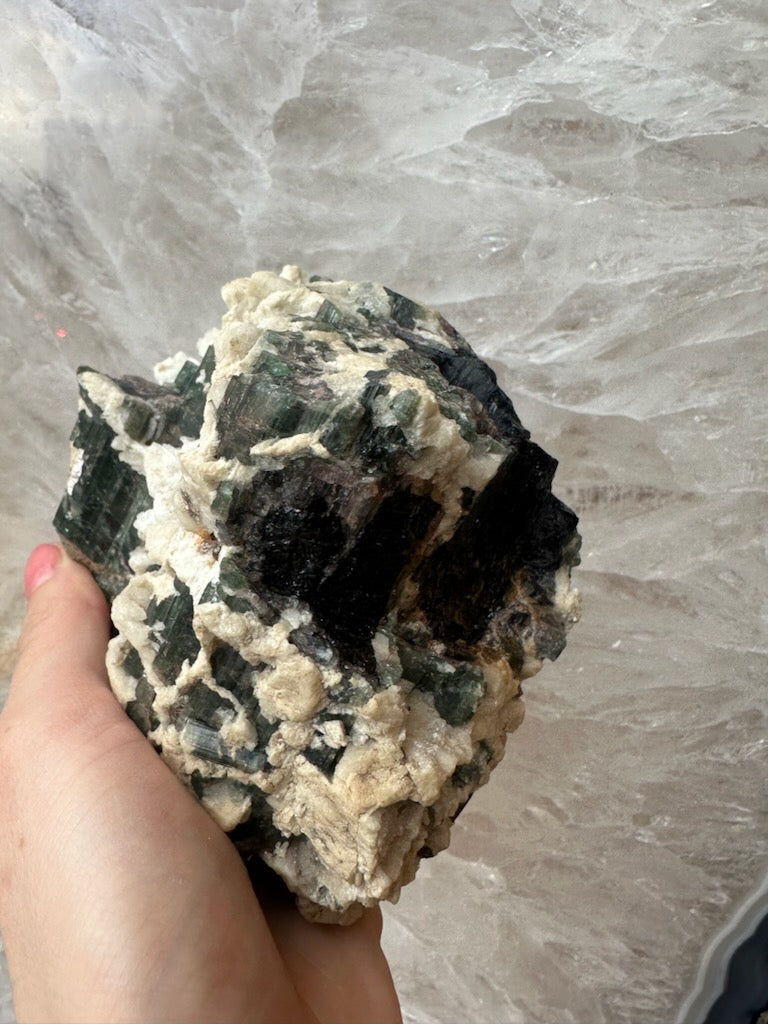 Tourmalinated Albite Cluster 1.1 kg by Rare Earth Gallery - product image 4 for Resin Society